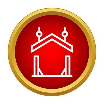 House structure outline icon on red circle Stock Illustration