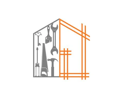 House structure with repair tool inside Stock Illustration