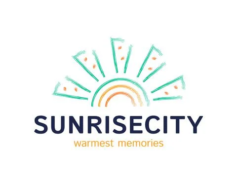 House sun logo. Vector real estate building icon sign. Solar home symbol embl Ilustración de archivo