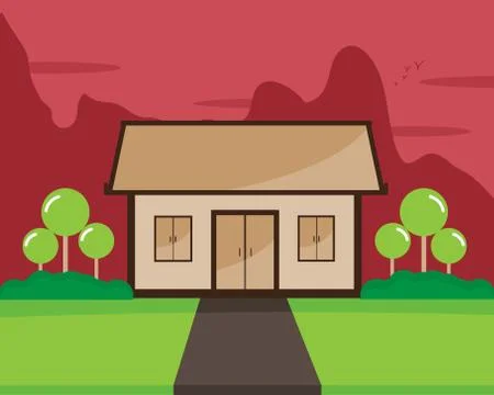 House surrounded by nature. Stock Illustration