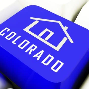 House Symbol Computer Key In Blue Showing Real Estate Or Rentals Stock Illustration