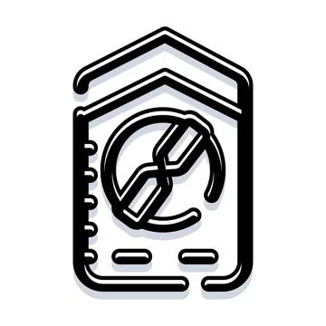 House symbol with mining tools outline icon 스톡 일러스트