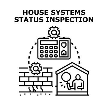House systems inspecting, maintaining, and security protecting concept Stock Illustration