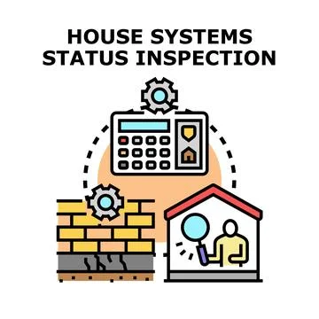 House systems inspecting, maintaining, and security protecting concept Stock Illustration