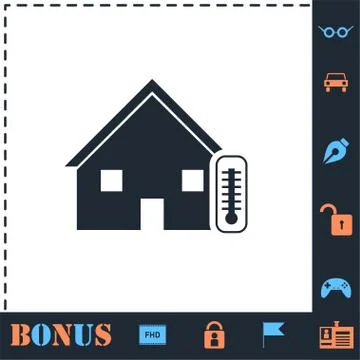 House temperature icon flat Stock Illustration