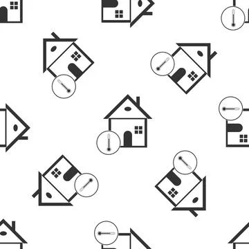 House temperature icon seamless pattern on white background. Thermometer icon Stock Illustration