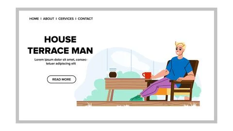 House terrace man vector Ilustração Stock