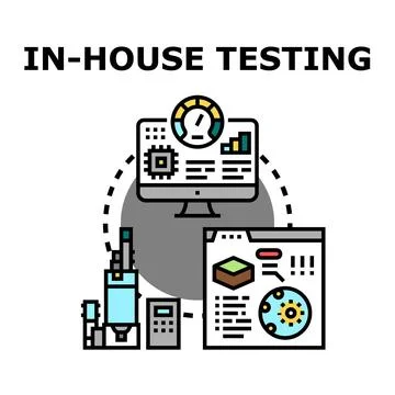 In house testing process illustrating quality control and development Illustrazione stock