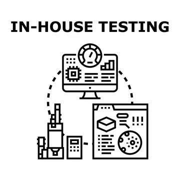 In house testing process illustrating quality control and development Illustrazione stock