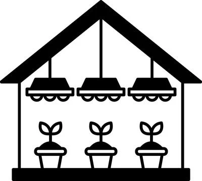 House with three potted plants in it Stock Illustration
