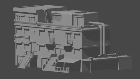 House three-storey - blender project 3D Model