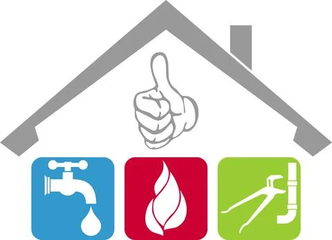 House, tools, caretaker, tools, plumber, installer, logo, background Stock Illustration