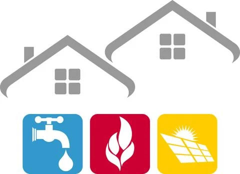 House, tools, caretaker, tools, plumber, installer, logo, background Stock Illustration