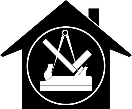 House, tools, carpenter, joiner, carpenter, logo, sticker Stock Illustration