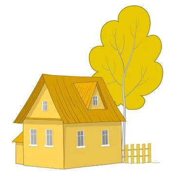 House with a tree Stock-Illustration