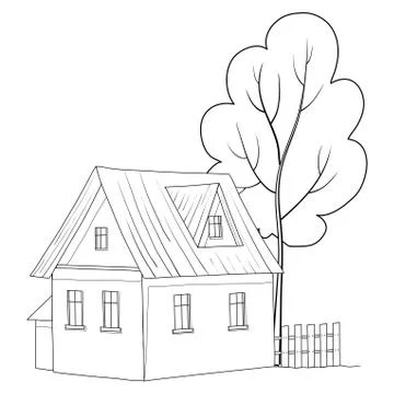 House with a tree Stock Illustration