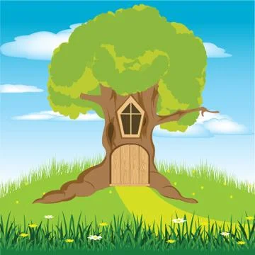 House in tree Illustrazione stock