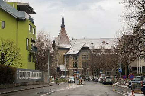 House with a turret. 库存照片