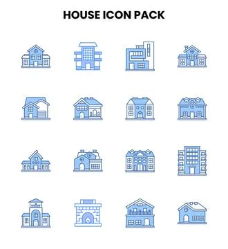 House Two Colour Graphics Icons Pack Illustrazione stock