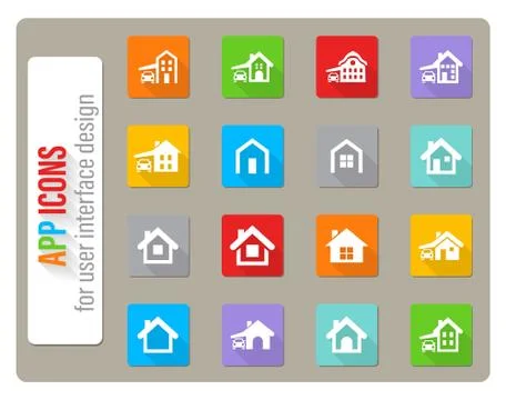 House type icon set Stock Illustration
