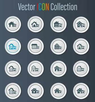 House type icons set Stock Illustration