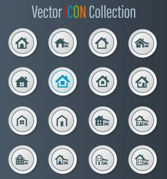House type icons set Stock Illustration