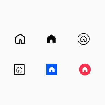 House UI Button Icons Set Vector Stock Illustration