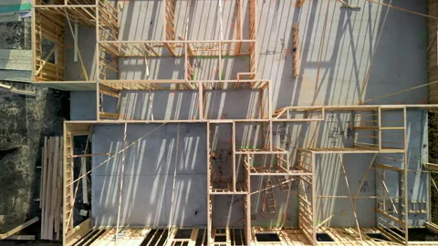 House under construction from directly above Stock Footage 274584156