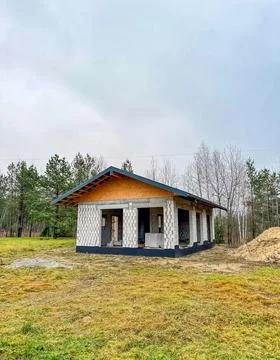 House under construction in forest Stock Photos