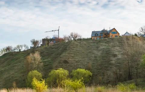 House under construction on the hill. Stock Photos