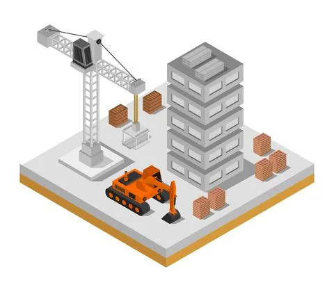 House under construction illustrated in vector on a white background Stock Illustration