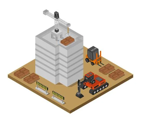 House under construction illustrated in vector on a white background Stock Illustration