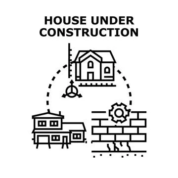 House under construction process concept vector illustration Stock Illustration