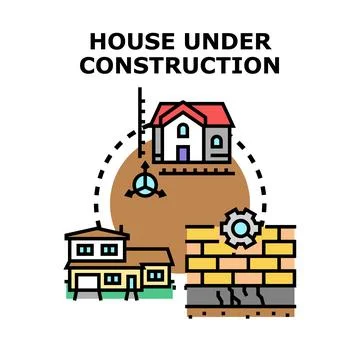 House under construction process concept vector illustration Stock Illustration