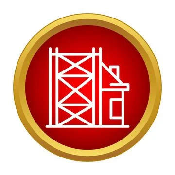 House under construction with scaffolding icon Stock Illustration