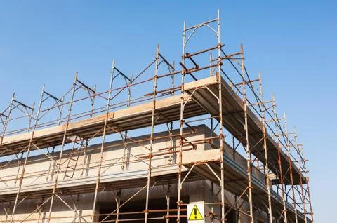 House under construction with scaffolding. Foto stock