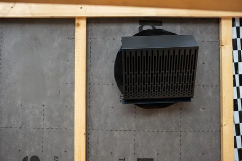 House Under Construction with Ventilation Grille and Vapor Barrier Stock-Fotos