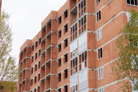 House under construction without windows Stock Photos
