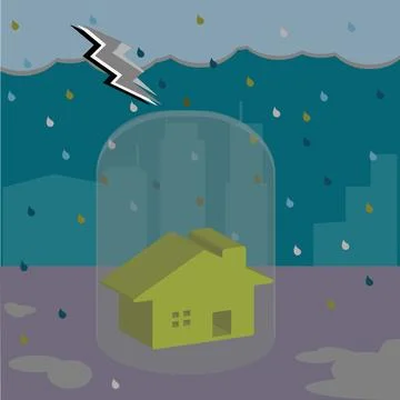 House under a glass globe Stock Illustration