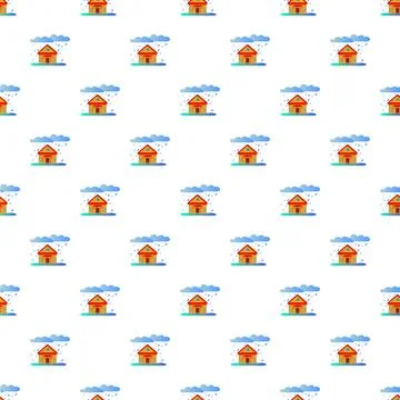 House under rain storm pattern background Stockillustratie