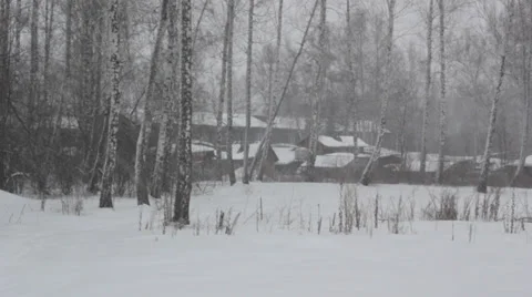 House under snowfall Stock Footage 36223946