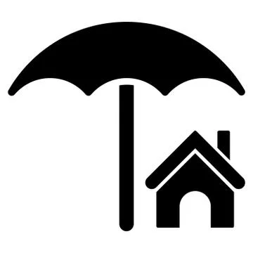 House Under Umbrella Flat Vector Icon Stock Illustration