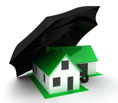 House under umbrella Stockillustratie