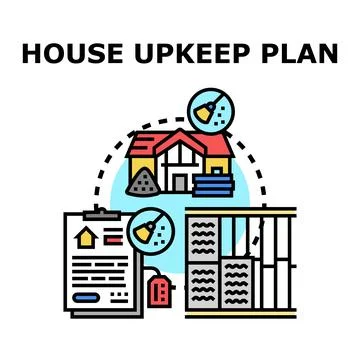House upkeep plan managing home maintenance tasks Stock Illustration