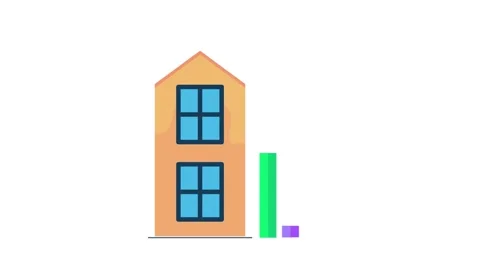 A house with an upward graph and a bar chart, symbolizing growth in real es.. Stock Footage 332453788