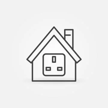 House with US Socket vector outline icon 스톡 일러스트