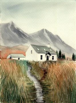 House in the valley Stock Illustration