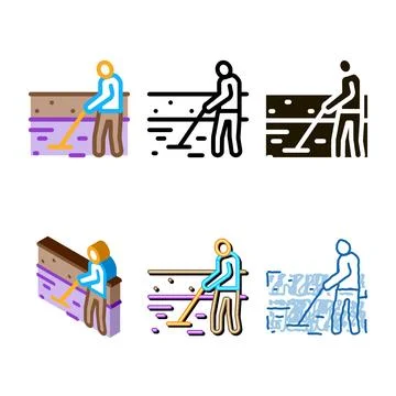 House variants foundation laying icon vector outline Ilustración de archivo