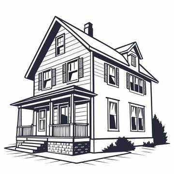 House Vector Illustration Flat Architecture Style (1) vector illustration d.. Stock Illustration