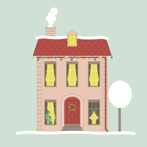House vector illustration in winter Stock Illustration